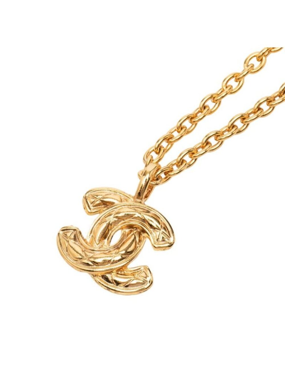 Chanel CC Logo Vintage Chain Pendant Gold Plated